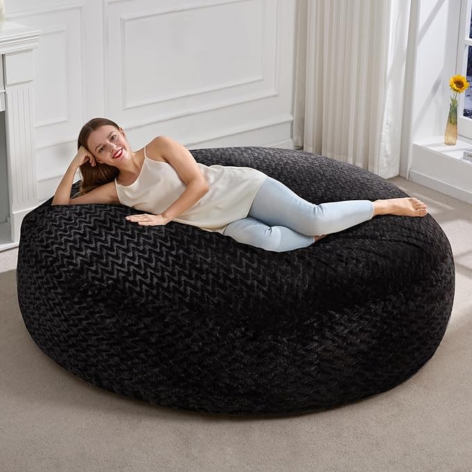 Hobestluk 6FT Bean Bag Chair Large Beanbag Lounger (Black)
